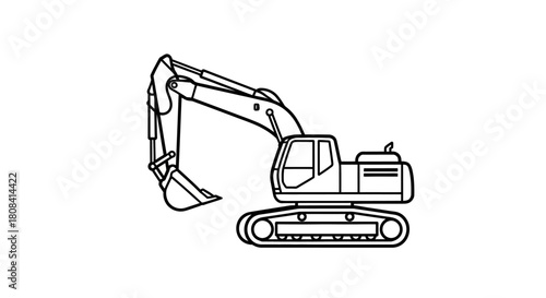  Construction Excavator Outline: A sleek outline of an excavator, poised for action, stands ready to tackle any task with its powerful arm and bucket.
