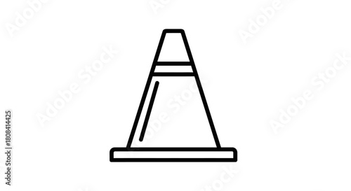 Safety Cone Icon: A minimalist outline of a traffic cone, symbolizing caution and direction on a surface.