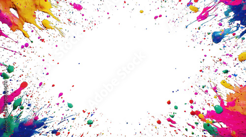 A vibrant splash of colorful paint against a black background, creating an artistic and dynamic frame effect.