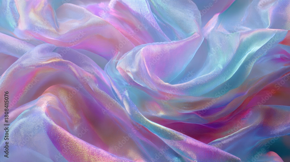 Obraz premium Delicate satin fabric displays beautiful shades of pastel colors with soft waves and gentle folds. The light creates a shimmering effect enhancing its texture.