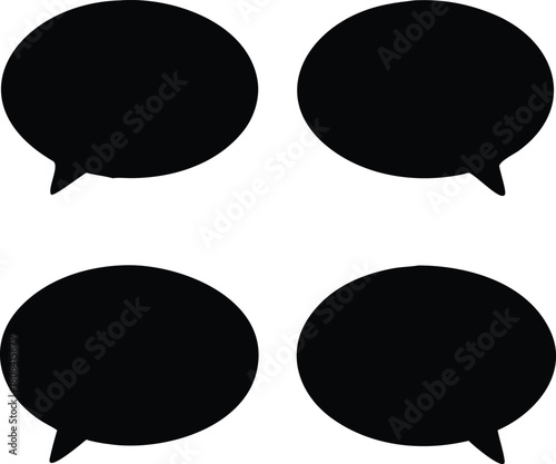Simple black speech bubbles illustration against a clean white background design high quality