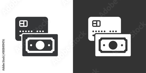 Card and Cash Payment icon. Solid glyph series icon