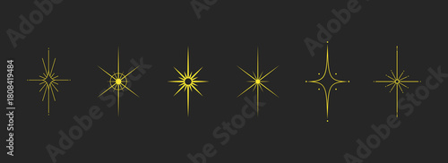 Sparkle stars collection. Aesthetic star icons. Trendy geometric graphic elements. Vector illustration.