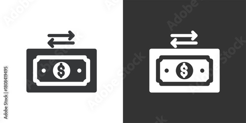 Cash Money Transfer icon. Solid glyph series icon