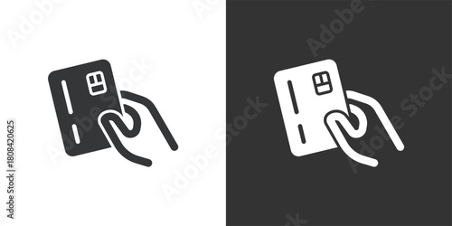 Payment Card in Hand icon. Solid glyph series icon