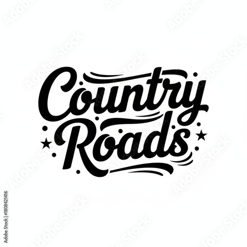 Country Roads Typography with Stars