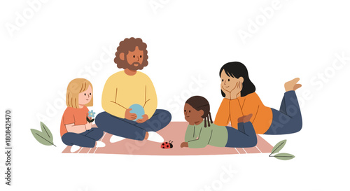 Diverse Family Enjoying Quality Time Together Outdoors Storytelling and Playing