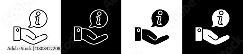 Inform icon set in line and glyph style on black and white background