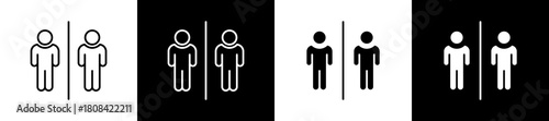Segregation icon set in line and glyph style on black and white background
