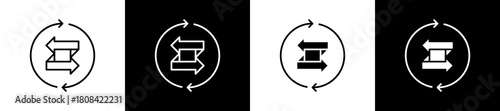 Equivalent icon set in line and glyph style on black and white background