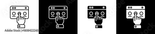 Select icon set in line and glyph style on black and white background