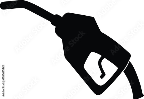 A simple black silhouette of a gasoline fuel nozzle isolated on white