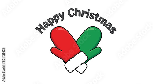 Happy Christmas with mittens in a festive winter illustration