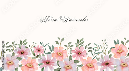 beautiful peach floral watercolor border frame