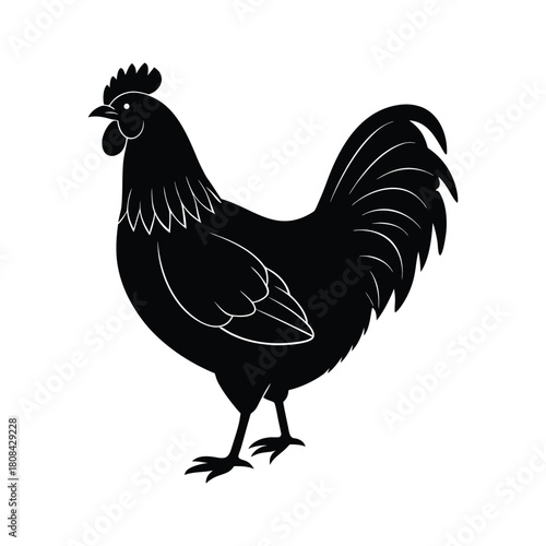 Rooster silhouette farm animal icon design simple vector graphic isolated on white background