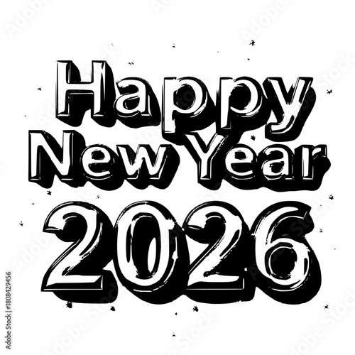Festive New Year 2026: An elegant illustration that features Happy New Year 2026 in a dynamic font design, perfect for holiday greetings and celebrations.