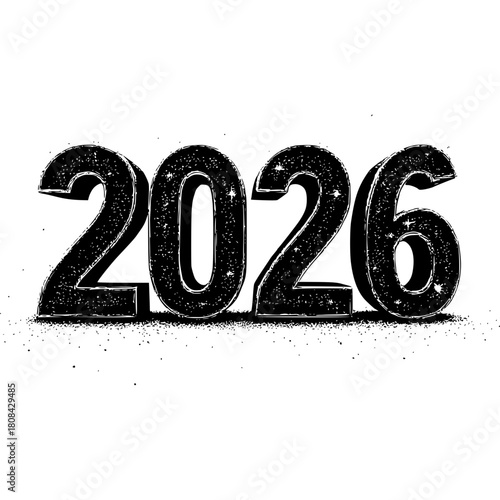 Year 2026: An abstract representation of the number 2026, set against a pristine backdrop, creating a sense of anticipation and the passage of time.