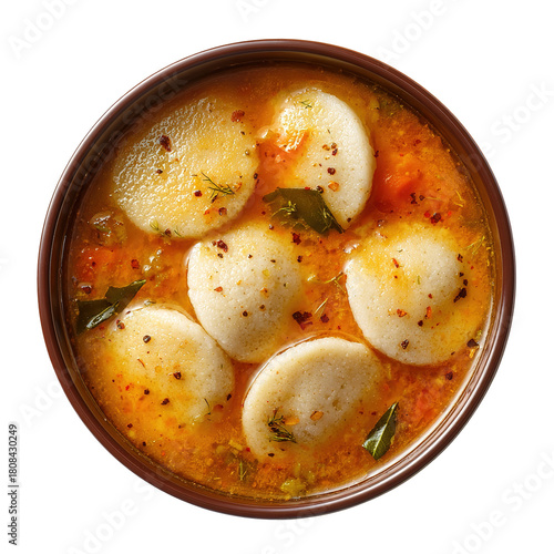 Many Idli or idly with coconut chutney powder popular breakfast of South India and Sri Lanka arranged on banana leaf. Healthy steamed cakes made by steaming fermented batter of black lentils and rice