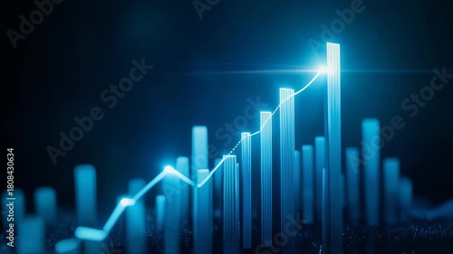 Wallpaper Mural Abstract data visualization with glowing blue bars representing growth and progress in technology Torontodigital.ca