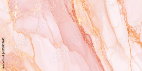 Abstract pink and gold marble texture with alcohol ink and luxurious golden veins on pastel background digital art dreamy watercolor effect.