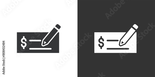 Payment by Check icon. Solid glyph series icon