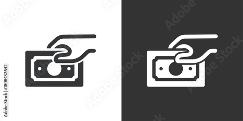 Receiving Cash icon. Solid glyph series icon