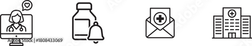 Telemedicine icons isolated on for online medical consultation