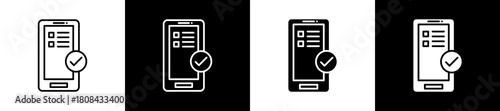 User Interface icon set in line and glyph style on black and white background