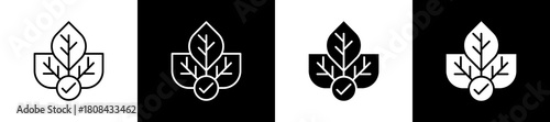 Ecology icon set in line and glyph style on black and white background