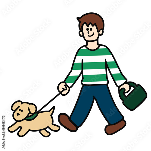 犬の散歩をする男性