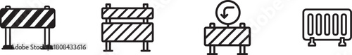 Collection of road barrier icons isolated on in vector format
