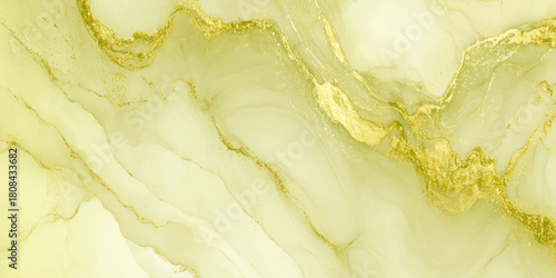 Soft mint green and gold alcohol ink texture abstract marble background wallpaper banner creating a luxurious, organic marble or stone like texture.