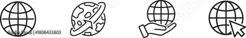 Collection of globe icons representing global connection and worldwide business