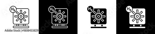Industry icon set in line and glyph style on black and white background