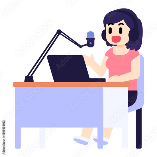 An enthusiastic young podcaster illustration
