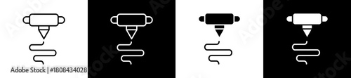 Additive icon set in line and glyph style on black and white background
