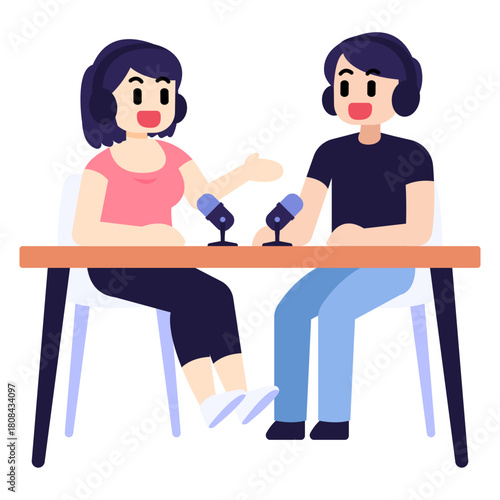 An enthusiastic young podcaster illustration
