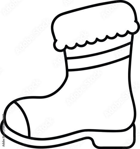 Santa boot simple black line art graphic christmas