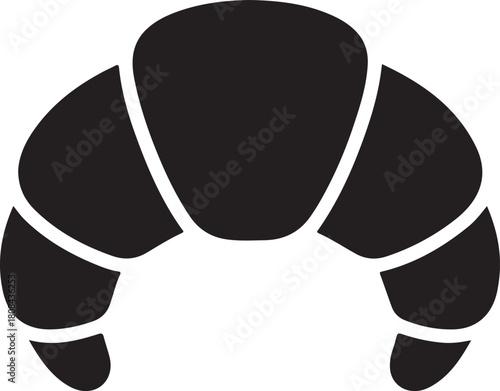 Simple black silhouette of a croissant pastry