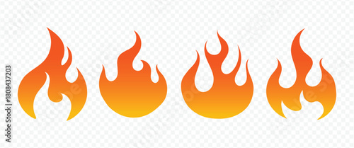 Set of fire icon element illustration.simple fire symbol on white background