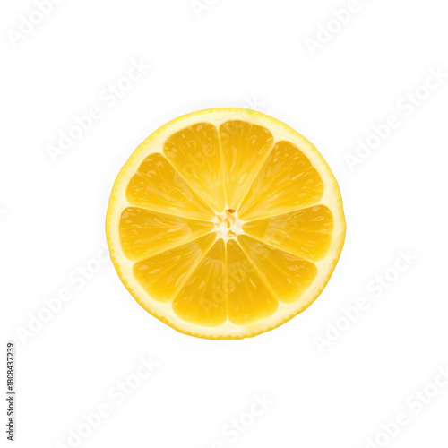 Bright and Juicy Lemon Slice on White Background.