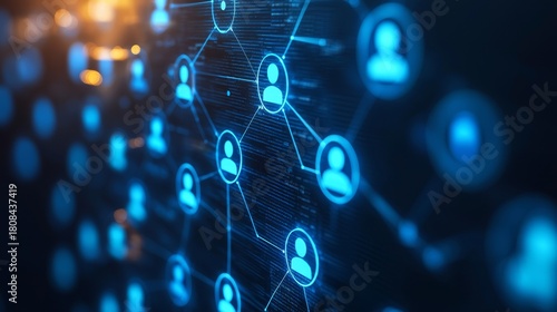 A digital network visualization showing interconnected user icons symbolizing social connections or online communication.
