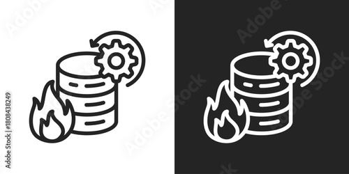 Disaster Recovery Icon In Black And White Line Style