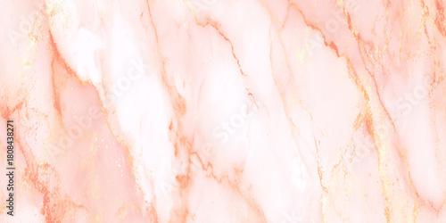 Abstract pink and gold marble texture with alcohol ink and luxurious golden veins on pastel background digital art dreamy watercolor effect.