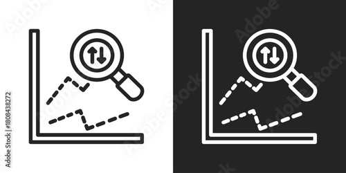 Predictive Analysis Icon In Black And White Line Style
