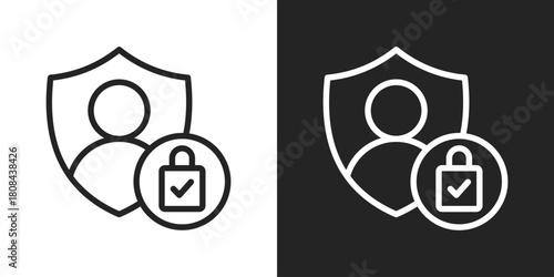Authentication Icon In Black And White Line Style