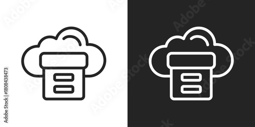 Containerization Icon In Black And White Line Style
