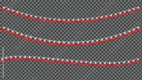 Glowing red Christmas string lights garland vector