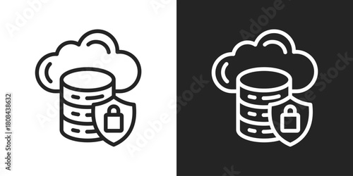 Data Security Icon In Black And White Line Style