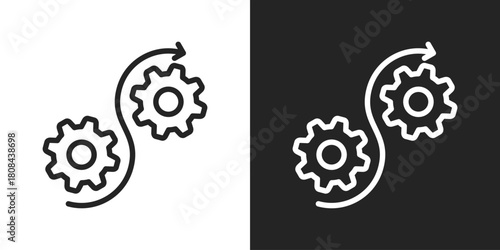 Devops Icon In Black And White Line Style